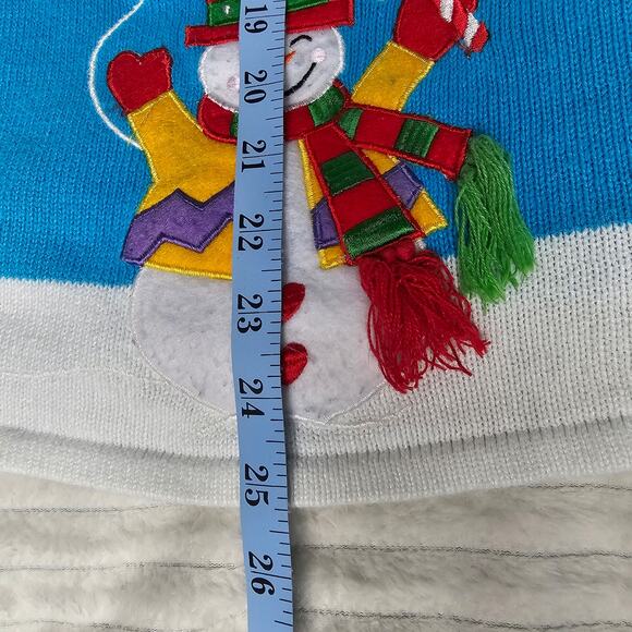 Jennifer Lauren 1X Blue Snowman Christmas Zip Sweater Embroidered Holiday - Picture 3 of 11